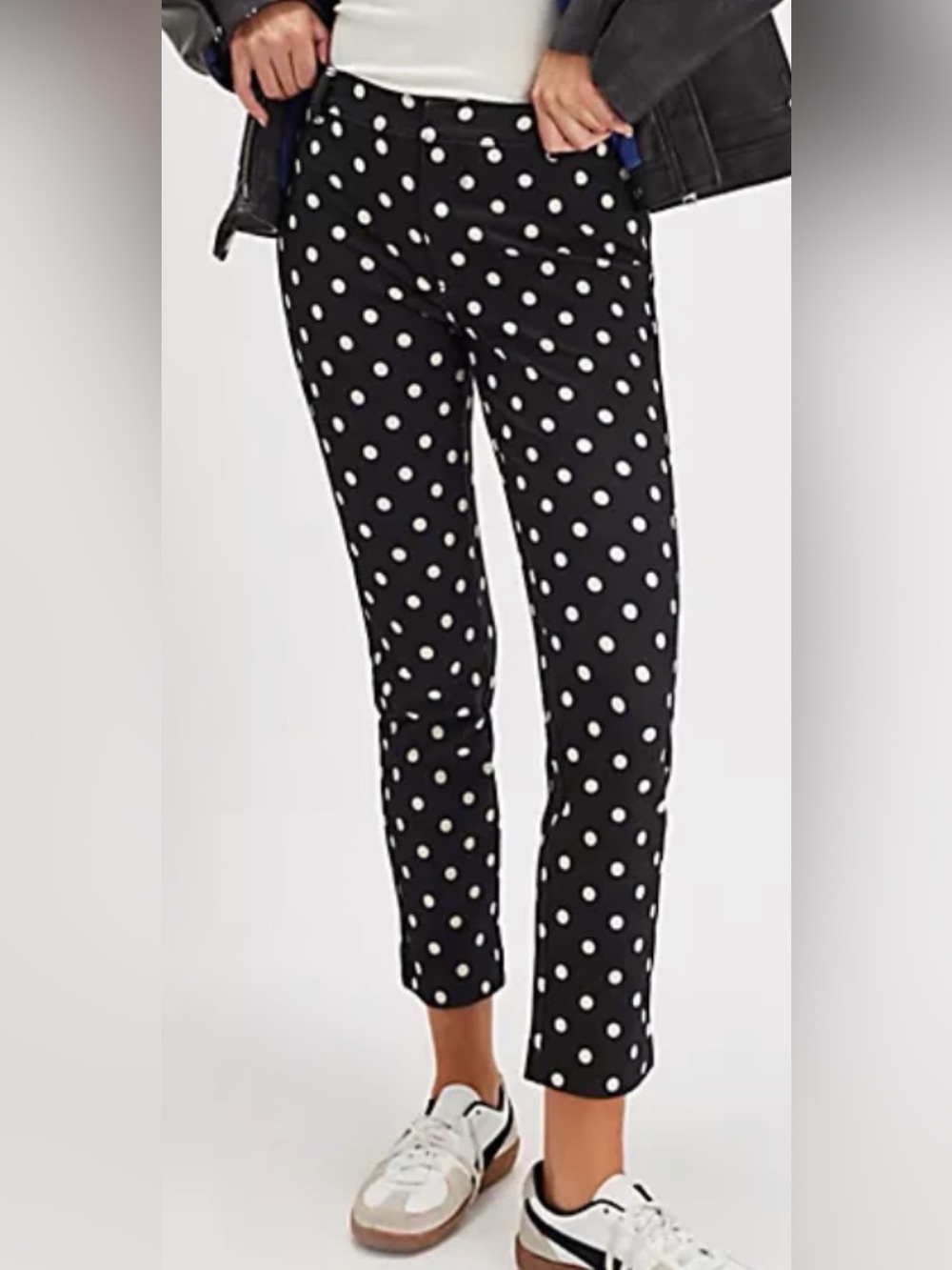 Free people Molly ankle pant black-and-white polkadot. EUC size 12.